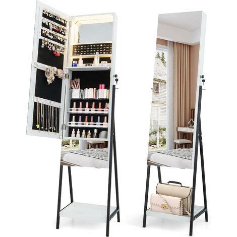 COSTWAY Armoire à Bijoux avec Miroir sur Pieds Miroir Psyché HD sans