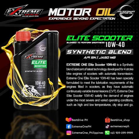 Extreme One Motor Oil Elite Scooter 10w 40 For Click Mio Nmax Aerox