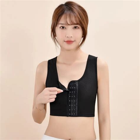 Women Breast Binder Tomboy Corset Trans Vest Side Buckle Short Top