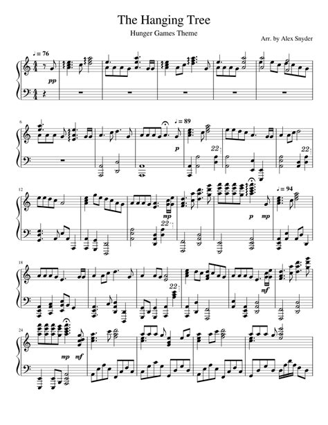 The Hanging Tree The Hunger Games Sheet Music For Piano Solo