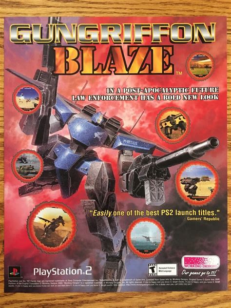 Gungriffon Blaze Playstation 2 Ps2 2000 Vintage Video Game Poster Ad