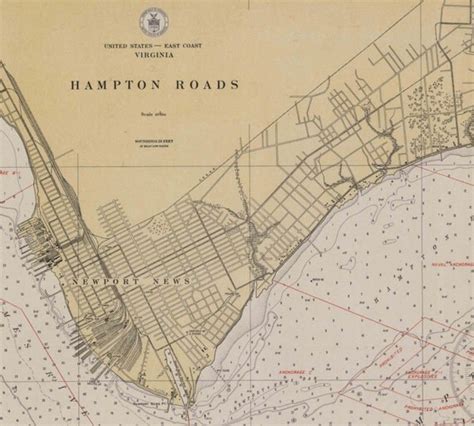 Hampton Roads 1930 Nautical Map Virginia Harbors 400