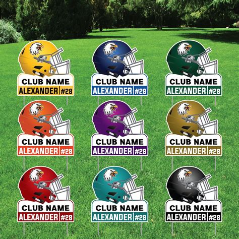 Personalized Football Helmet Yard Sign 24 X 24 Custom Name Number