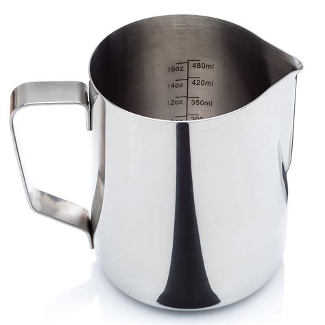 Luxica Stainless Steel Milk Frothing Pitcher With Measurement Markings And Bonus Storage Bag