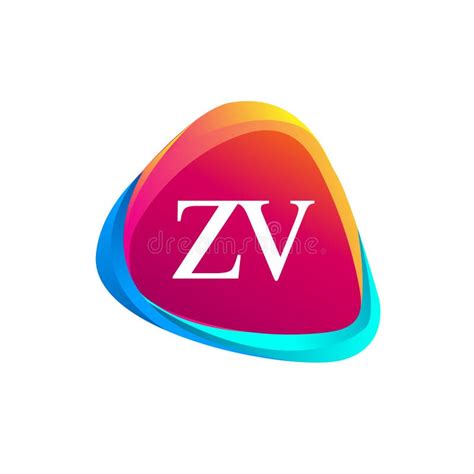 Letter Zv Logo In Triangle Shape And Colorful Background Letter