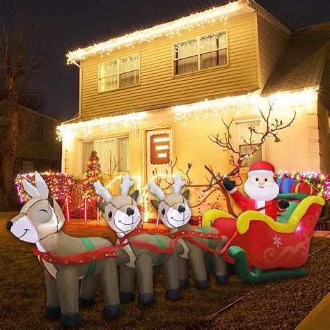 Amazon Mortime Ft Christmas Inflatable Santa Claus On Sleigh