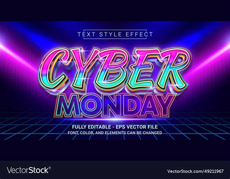 Editable Text Effect With Cyber Monday Theme Vector Image