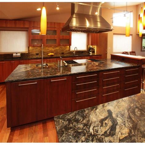 Kitchens With Cherry Cabinets And Granite Countertops Custom Cherry Cabinets Juparana