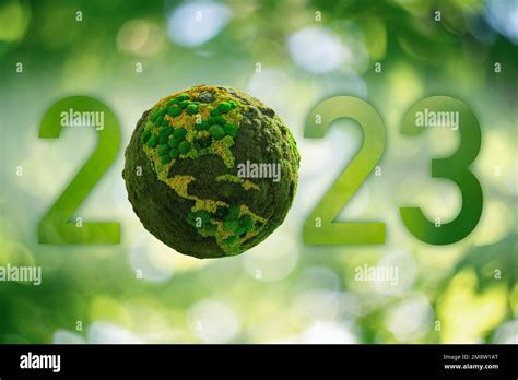 Numeri 2023 Con Pianeta Verde Un Simbolo Dello Sviluppo Sostenibile E Della Transizione Alle