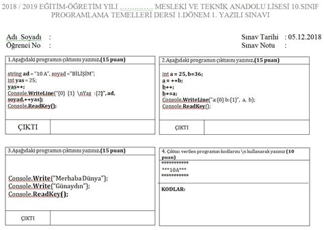 Gorsel Programlama Retim Y L Programlama Temelleri Dersi