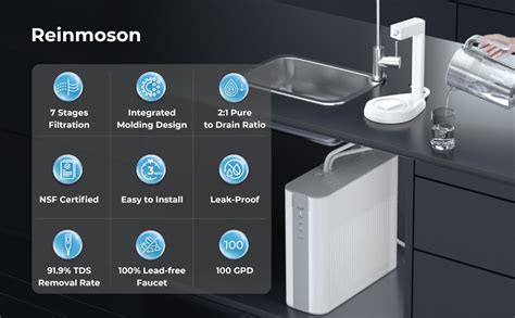 Reinmoson 8 Stage Tankless Reverse Osmosis System Nsf Certified 500gpd Tds Reduction Ro Water