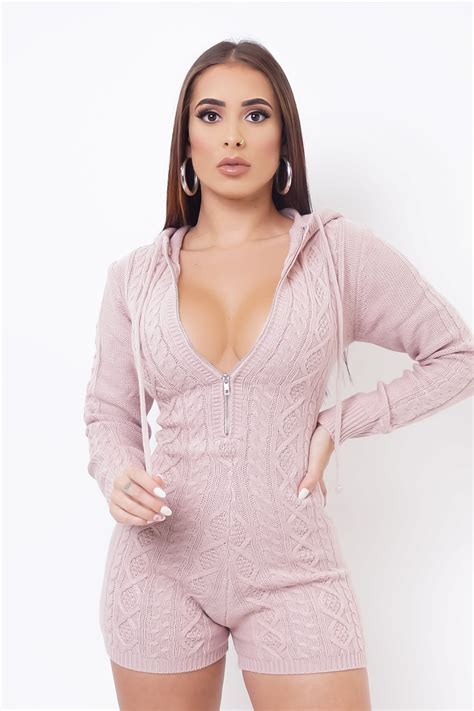 Cozy And Sexy Knitted Hooded Loungewear Romper Etsy