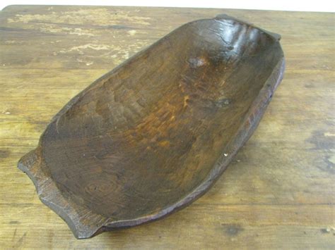 Rustic Deep Wooden Dough Bowl With Handles Batea Wood Trencher