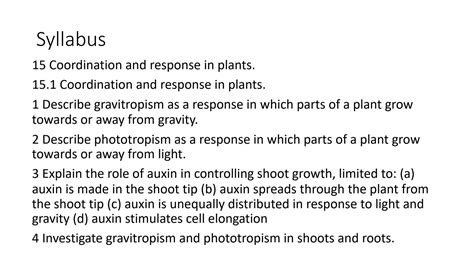 SOLUTION Coordination In Plants Caie Igcse O Level Biology Studypool