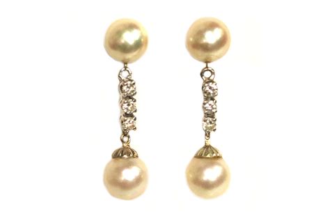 Pearl and Diamond Dangle Earrings - Pearson's Jewelry