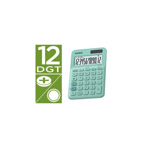 Calculadora Casio Ms 20uc Gn Sobremesa 12 Digitos Tax Color Verde