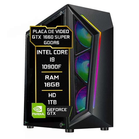 Pc Gamer Fácil Intel Core i9 10900F 10ª Geração 16GB DDR4 gtx 1660