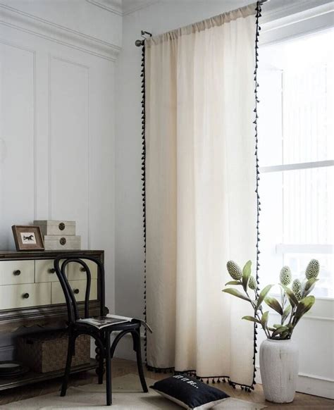 Home Curtain Translucent Style Curtains Black Tassels Retro - Etsy