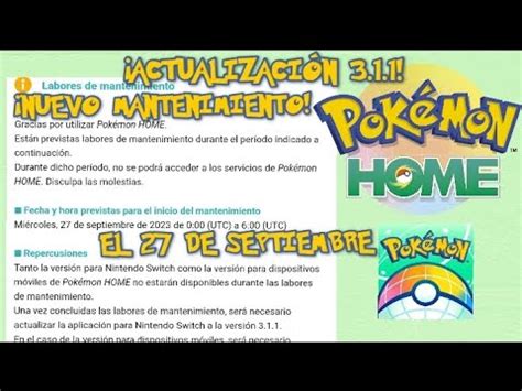 Nuevo Mantenimiento Para Pok Mon Home Para El De Septiembre