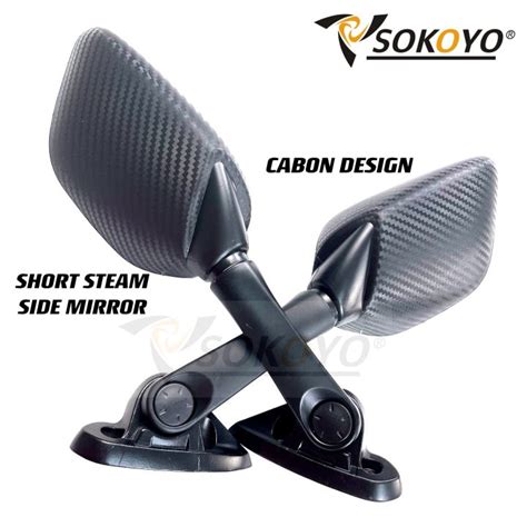 Pair Carbon Short Stem Front Side Mirror For Honda Rusi Adv Pcx