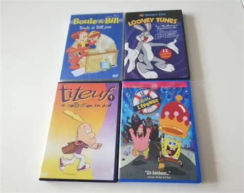 LOT DE 4 DVD Bugs bunny Bob l éponge Titeuf Boule et Bill Films d