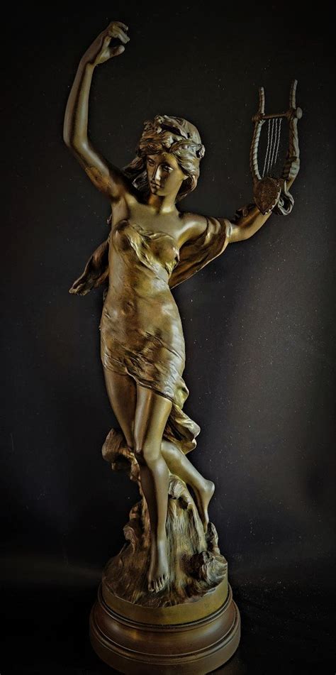 Proantic Danseuse à La Lyre Sculpture En Bronze De Mathurin Moreau