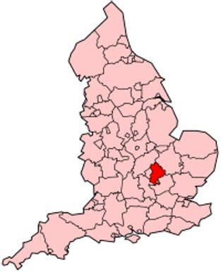 A Map of Bedfordshire England. Bedfordshire UK Map