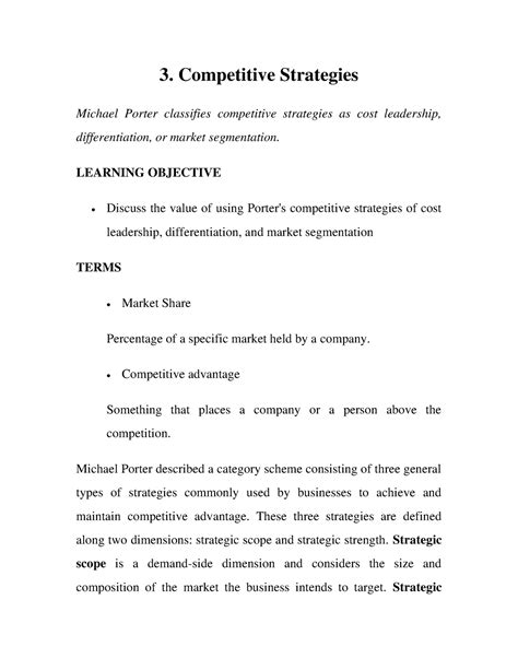 3 Competitive Strategies 3 Competitive Strategies Michael Porter