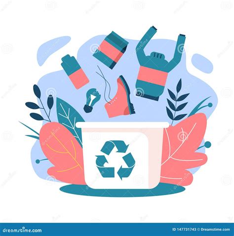 Recycling Desperd cio Zero O Lixo Cai No Lixo Ilustração do Vetor