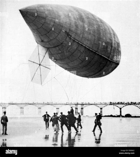 Alberto Santos Dumonts Airship No 14 On The Sands At Trouville