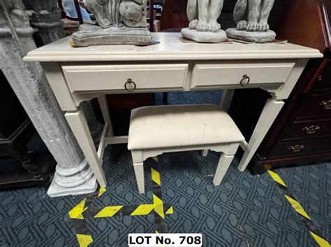 White Drawer Desk Stool Southgate Auction Rooms