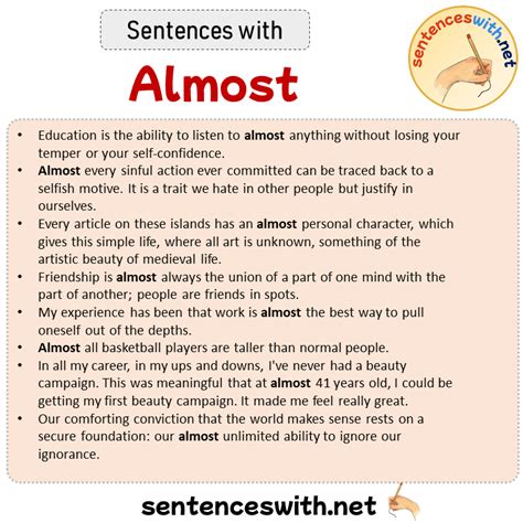 Sentences With Almost Sentences About Almost In English