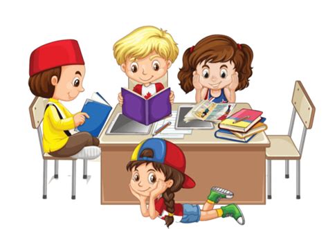 Niños Estudiando En El Aula Aula De Dibujo Trabajo En Grupo Vector PNG