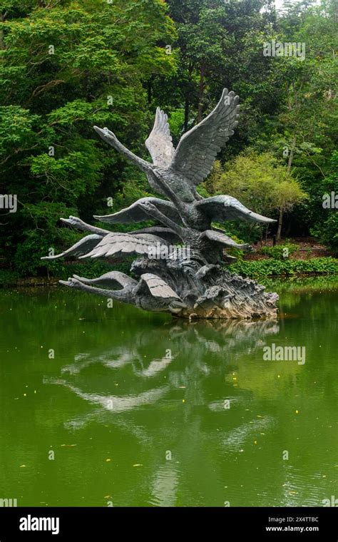 The Flight Of Swans Statue In Swan Lake Singapore Botanic Gardens