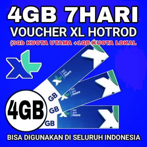 Voucher XL Hotrood 3 Gb 7 Hari Nasional Atau 4 Gb Untuk Kota Tertentu