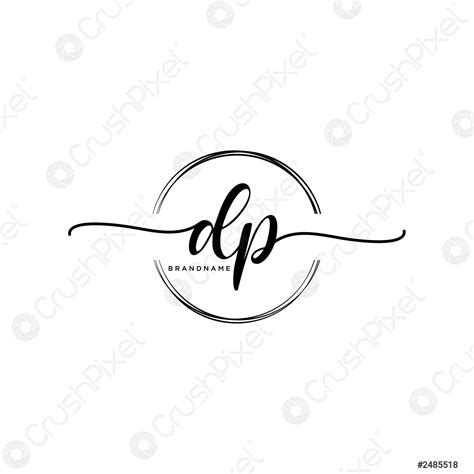 DP Initial Handwriting Logo With Circle Template Vector Stock Vector