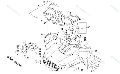 Arctic Cat ATV 2007 OEM Parts Diagram For Front Body Panel Assembly