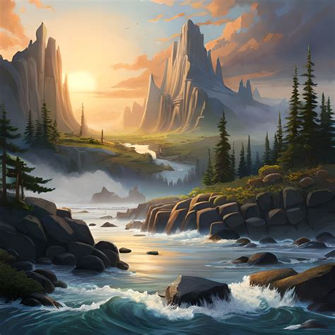 ArtStation - mountains and river nature digital art | Artworks