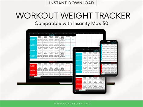 Time Tracker Excel Spreadsheet Compatible With Insanity Max Etsy