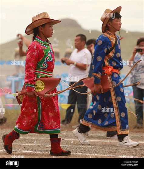 The annual Mongolian Nadaam Festival, featuring various Mongolian ...