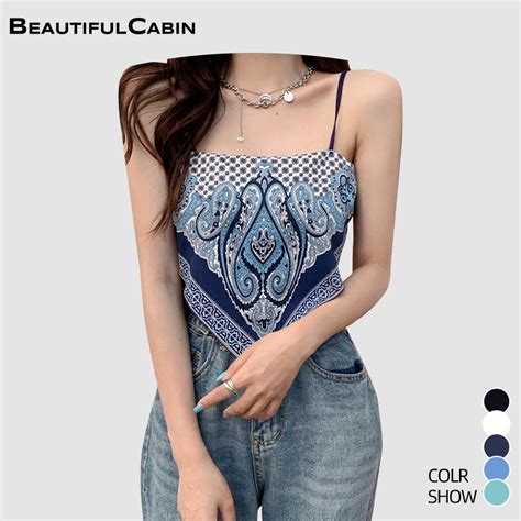 🔥new Arrival Women Fashion Satin Tie Back Knot Spaghetti Straps Cami Sling Bandana Crop Top