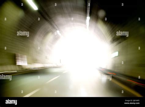 Blurry Tunnel View In The Car Stock Photo Alamy