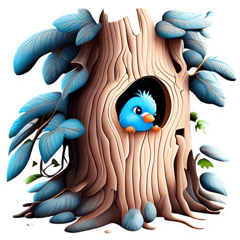 Cute And Adorable Fluffy Blue Bird Peeking Out Of A · Creative Fabrica