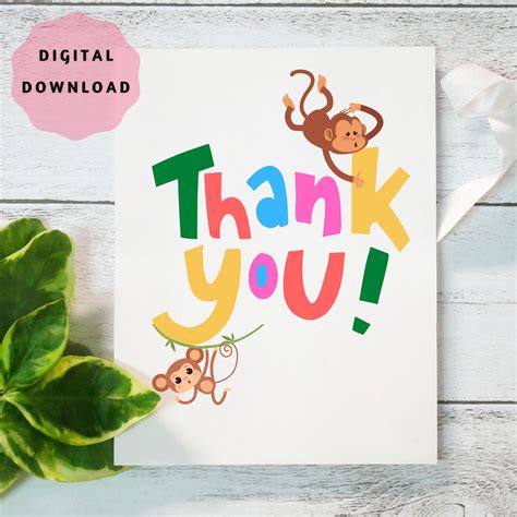 Printable Thank You Card Instant Thank You Card Digital Download Card