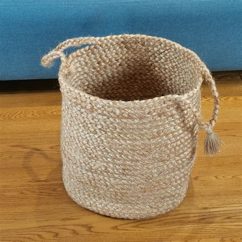 Large Strong Jute Baskets With Tassels Round Laundry Baskets Etsy