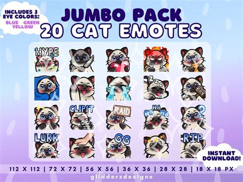 Siamese Cat Emote JUMBO Pack 1 20 Siamese Cat Twitch Emotes Siamese Cat