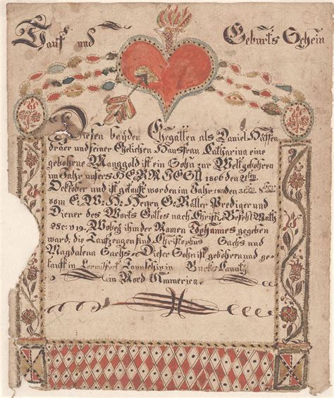 Birth And Baptismal Certificate Geburts Und Taufschein For Johannes