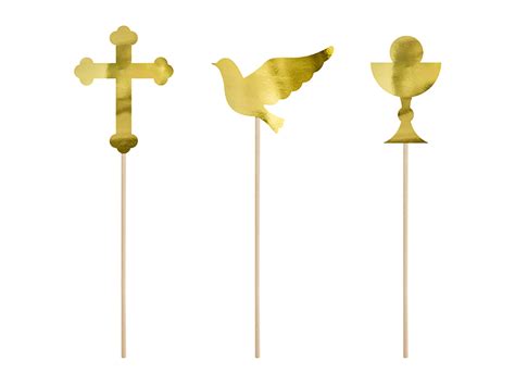 Goldene Torten Oder Blumen Stecker Kreuz Taube Kelch Diy