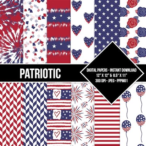 Digital Patriotic Paper Etsy