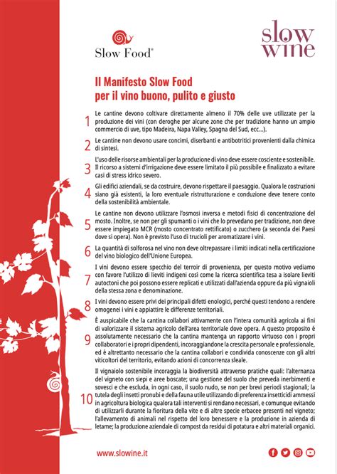 Ecco Il Manifesto Slow Food Del Vino Buono Pulito E Giusto Slowine